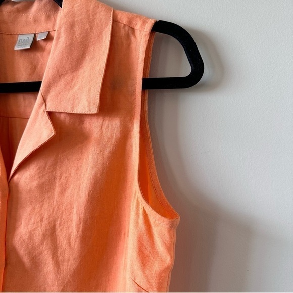 TWIK-LINEN Blend Tie Front Sleeveless Top (Small) - Picture 5 of 8